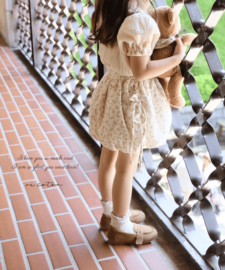 side lace up balloon skirt《french flower》