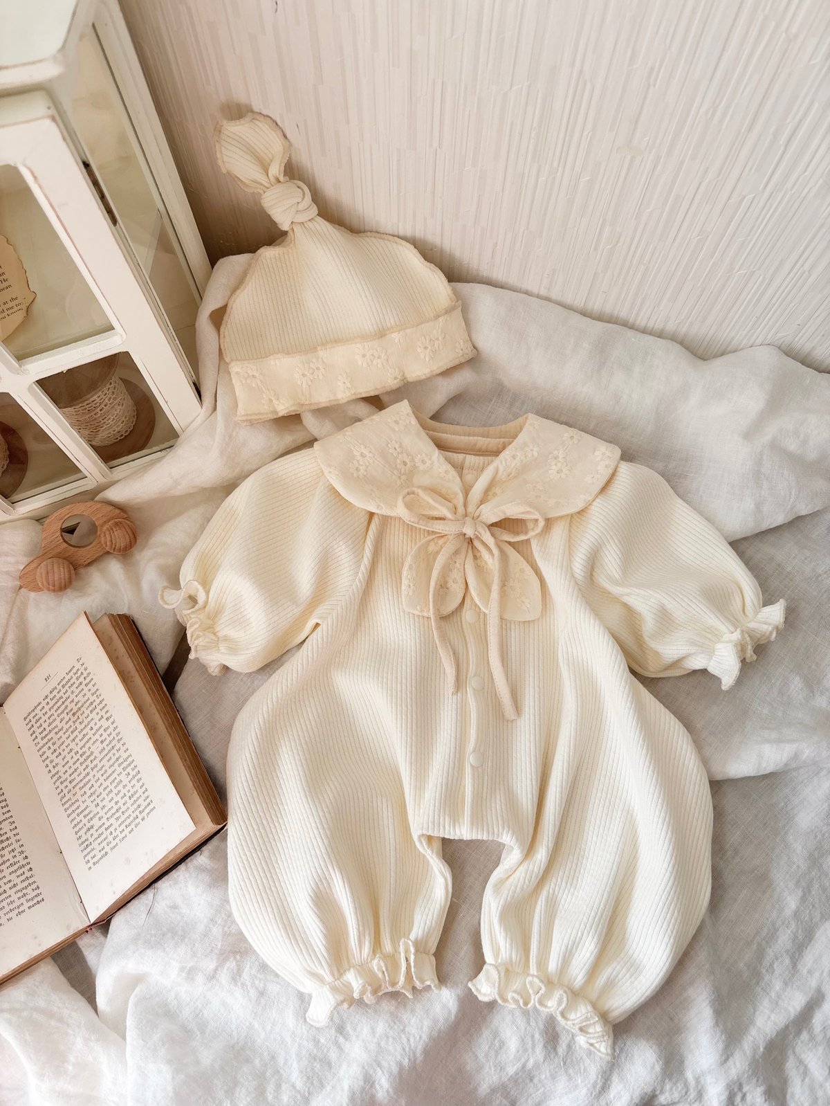 winkmiu rompers dress 80 ロンパース+リボンヘアバンド ceremony lib knit half rompers | wink miu