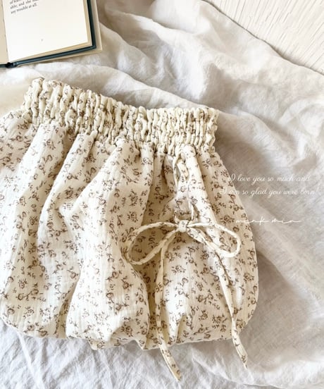 side lace up balloon skirt《french flower》