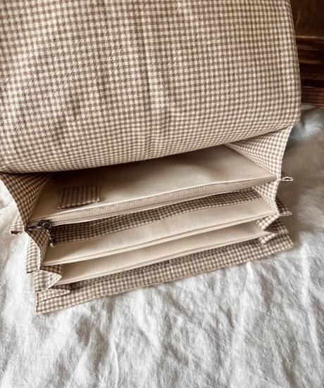 maternal and child health handbook case 《large / cafe au lait & gingham plaid》