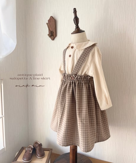 salopette A line skirt《antique plaid purple moca》