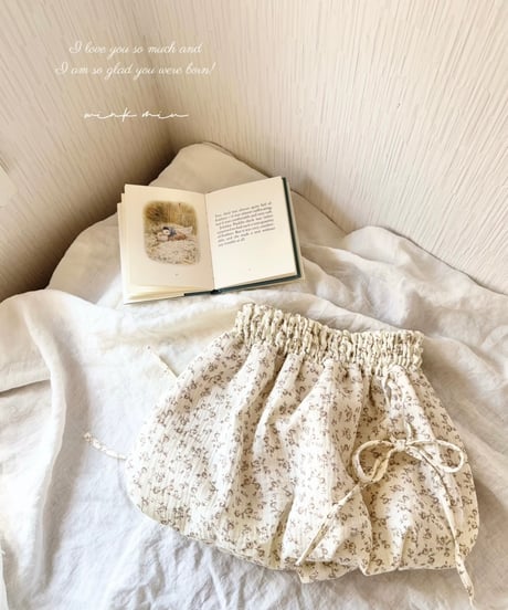 side lace up balloon skirt《french flower》