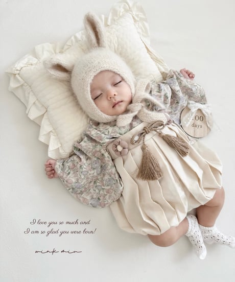 retro baby hakama waist flower 《retro tulip×natural white》