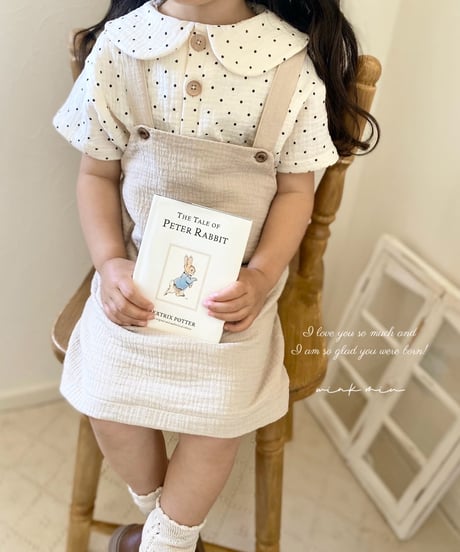 round collar w gauze tops《dot/short sleeve》