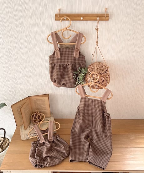 《男の子おめかしSET》アンティークチェックハイウエストかぼちゃサロペット