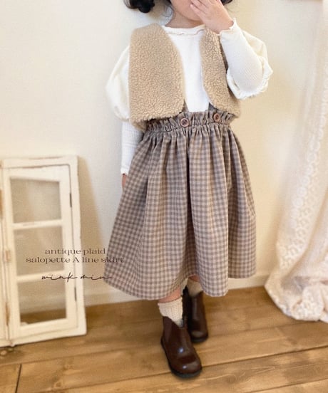 salopette A line skirt《antique plaid purple moca》