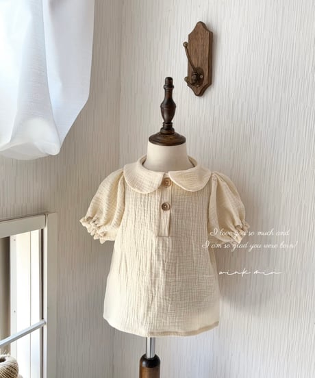 round collar volume sleeve w gauze blouse《milk/short sleeve》