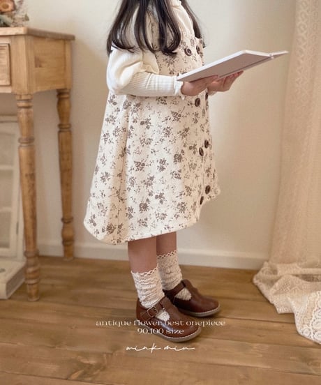 【ラスト販売】antique flower vest onepiece