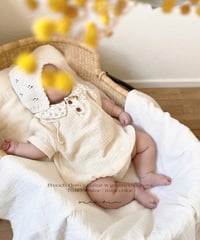 french flower collar w gauze rompers (short sleeve)