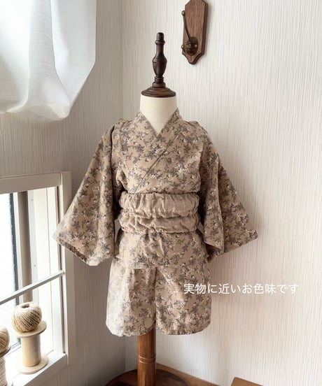 retro kids yukata (half pants/sick rose)