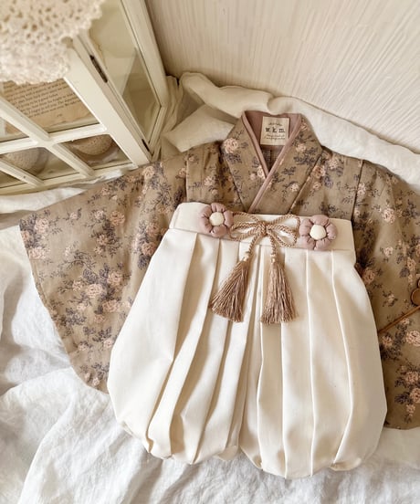 retro baby hakama waist flower 《antique rose×natural white》