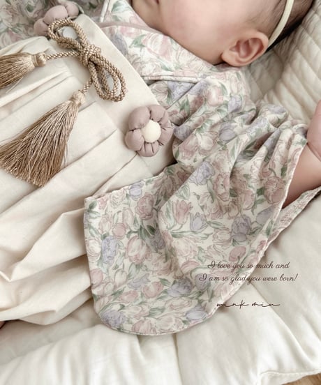 retro baby hakama waist flower 《retro tulip×natural white》