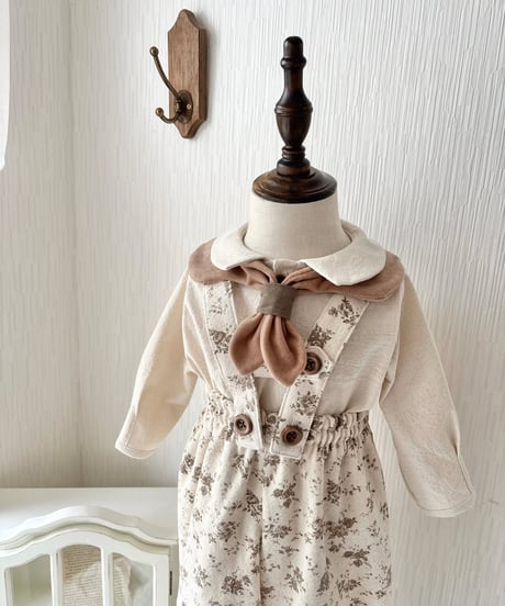 strap design long salopette《antique flower》