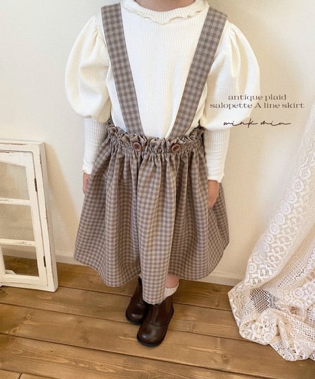 salopette A line skirt《antique plaid purple moca》