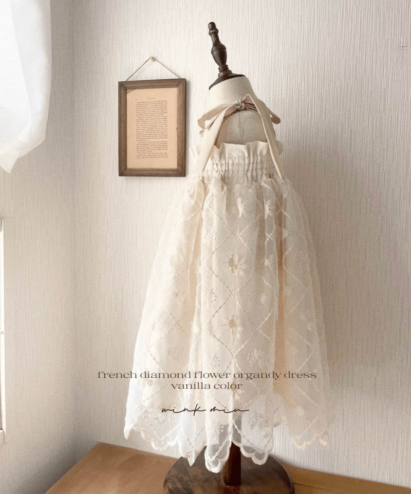 DINT オーガンジーフラワーワンピース french diamond flower organdy dress | wink miu