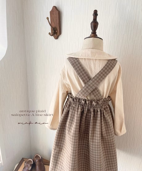 salopette A line skirt《antique plaid purple moca》