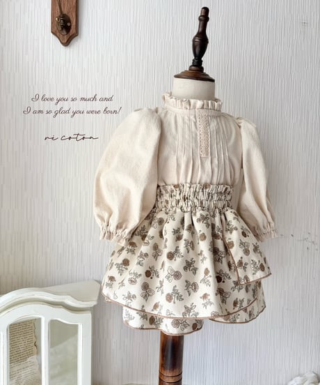 layered frill culotte《corduroy retro flower》