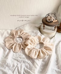 scallop french lace flower frill baby bib