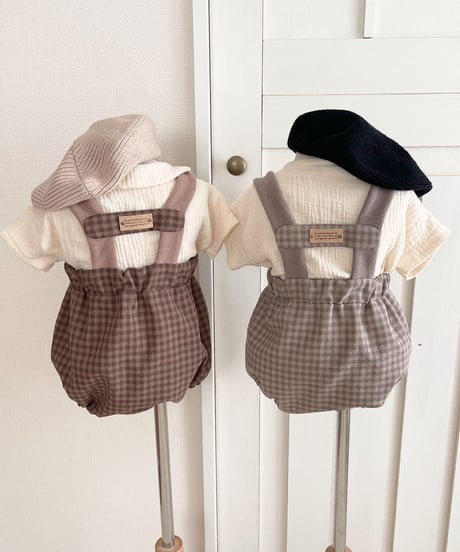 《男の子おめかしSET》アンティークチェックハイウエストかぼちゃサロペット