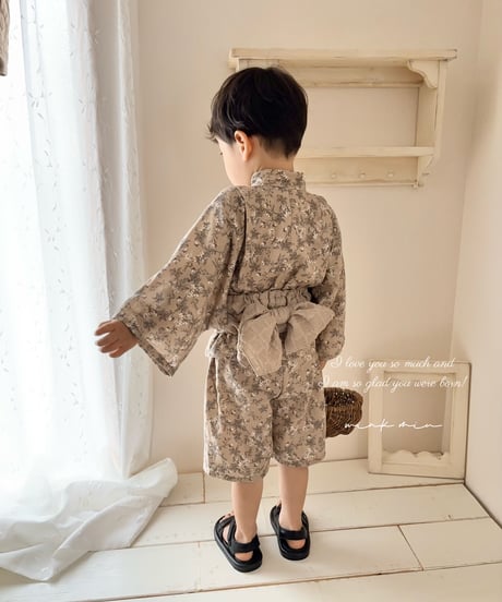 retro kids yukata (half pants/sick rose)