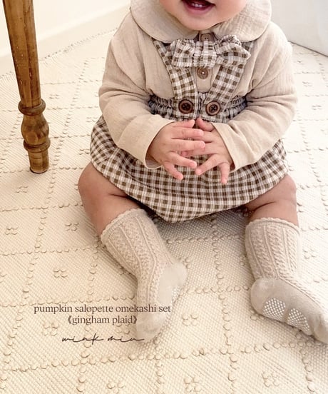 pumpkin salopette omekashi set《gingham plaid》