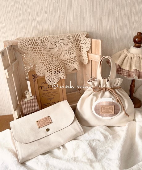 baby's napkin pouch (canvas & french gingham)