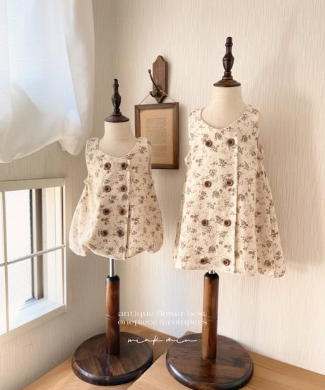 【ラスト販売】antique flower vest onepiece