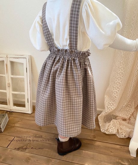 salopette A line skirt《antique plaid purple moca》
