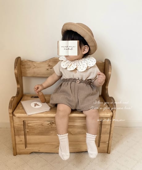 round collar w gauze tops 《beige/short sleeve》