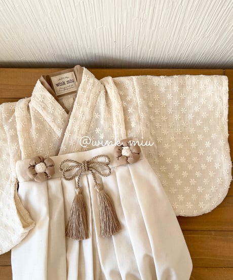 retro baby hakama waist flower 《organdy flower×natural white》