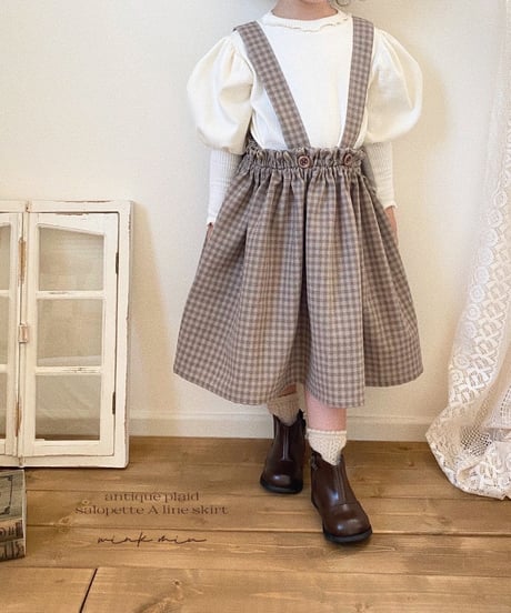 salopette A line skirt《antique plaid purple moca》