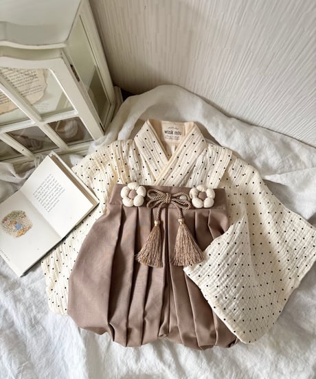 retro baby hakama waist flower 《dot×biscuit moca》