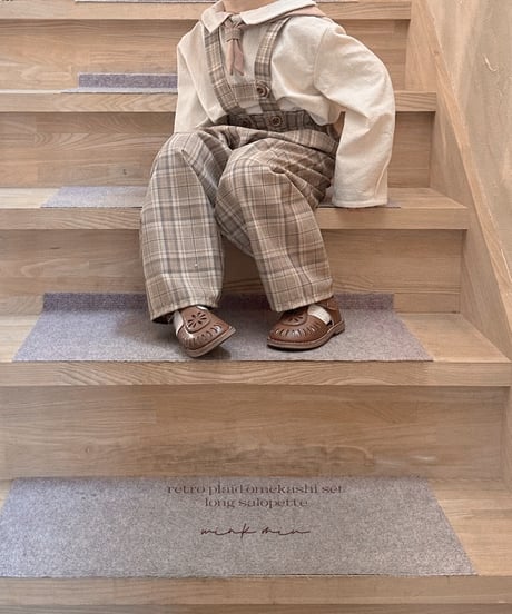 strap design long salopette(retro plaid)