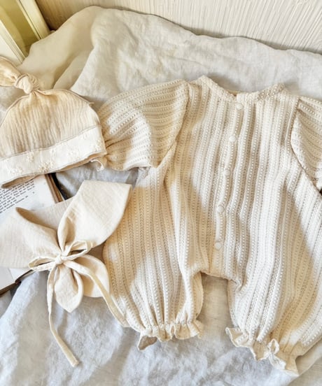 ceremony jacquard dot half rompers