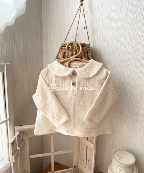 round collar w gauze tops 《long sleeve》