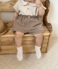 round collar w gauze tops 《beige/short sleeve》