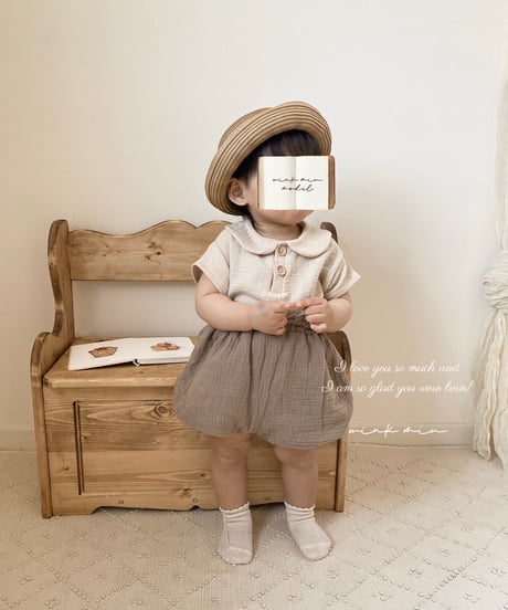 round collar w gauze tops 《beige/short sleeve》