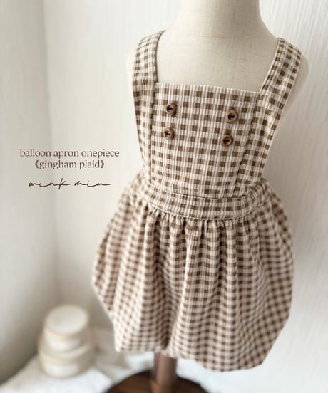 balloon apron onepiece《gingham plaid》