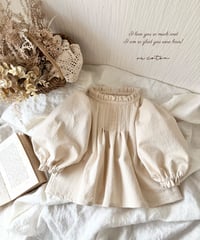 retro frill neck tak volume sleeve blouse