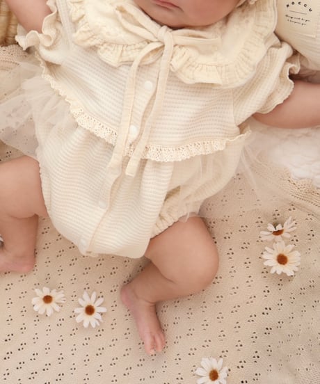ceremony waffle like tulle frill pumpkin rompers