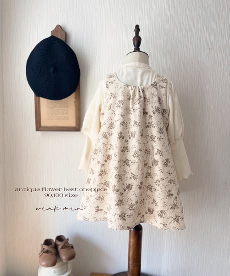【ラスト販売】antique flower vest onepiece