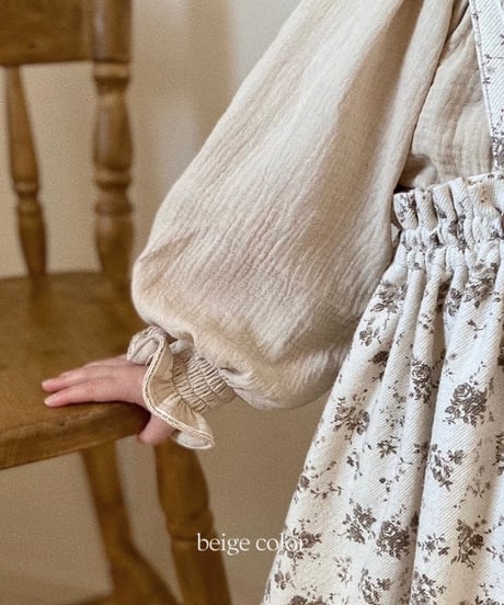 french design neck w gauze blouse《long sleeve》