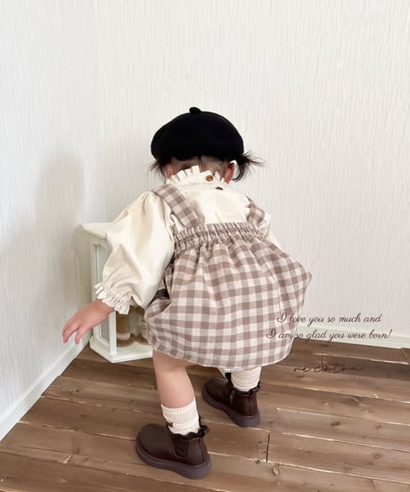 strap ribbon cocoon salopette skirt《gingham plaid》