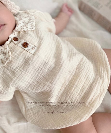 french flower collar w gauze rompers (short sleeve)