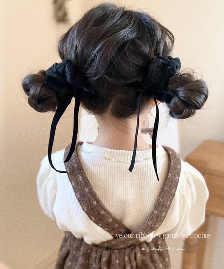 velour ribbon w gauze scrunchie