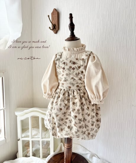 balloon apron onepiece《corduroy retro flower》