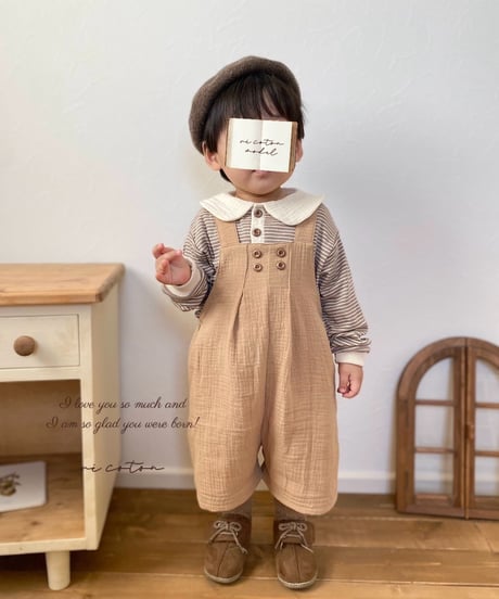 salopette half pants《pumpkin beige》