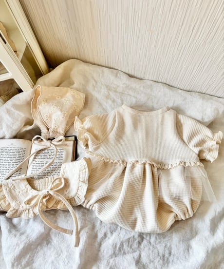 ceremony waffle like tulle frill pumpkin rompers