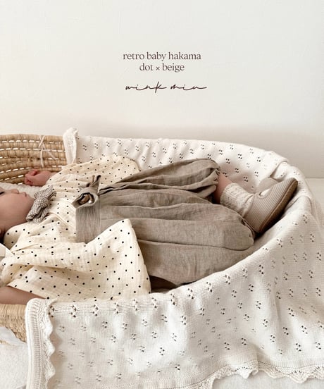retro baby hakama waist ribbon《dot×beige》