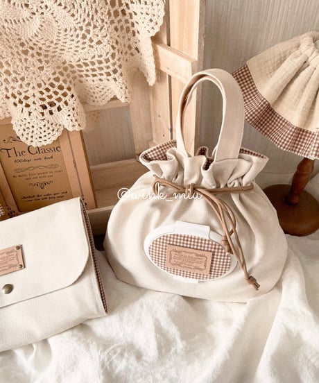 baby's napkin pouch (canvas & french gingham)